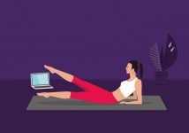 home-fitness-workout-class-live-streaming-online-woman-doing-training-cardio-aerobic-exercises-watching-videos-laptop-living-room-